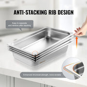 Load image into Gallery viewer, SucceBuy 4Pack Hotel Pans Full Size Anti-Jam Steam Pan with Lid Stainless Steel Steam Table Pan 4-Inch Deep Commercial Table Pan - AMOCART
