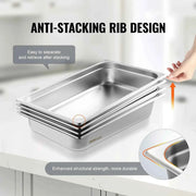 Load image into Gallery viewer, Amocart 4Pack Hotel Pans Full Size Anti-Jam Steam Pan with Lid Stainless Steel Steam Table Pan 4-Inch Deep Commercial Table Pan
