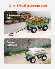 Load image into Gallery viewer, SucceBuy Steel Garden Cart on Wheels Heavy Duty Garden Wagon Cart Pullable Metal Yard Wagon Carts with 180°Rotating Handle - AMOCART
