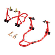 Load image into Gallery viewer, SucceBuy Motorcycle Stand Lift 850lbs Front Rear Combo Stand Lift Front Wheel Dual-Fork Stand Rear U+L Fork Swingarm Spool Stand - AMOCART
