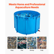 Charger l'image dans la visionneuse de galerie, Amocart Canvas Fish Pond 448.8Gal Above Ground Fish Pond, Foldable PVC Koi Tank with Frame and Drain Valve for Aquaculture Blue
