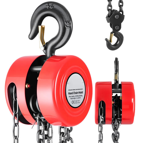 Amocart 1T/2T Hand Chain Hoist Manual Chain Block with 8/10/20 ft Lifting Height Pulley Hoist for Garage Warehouse Machinery