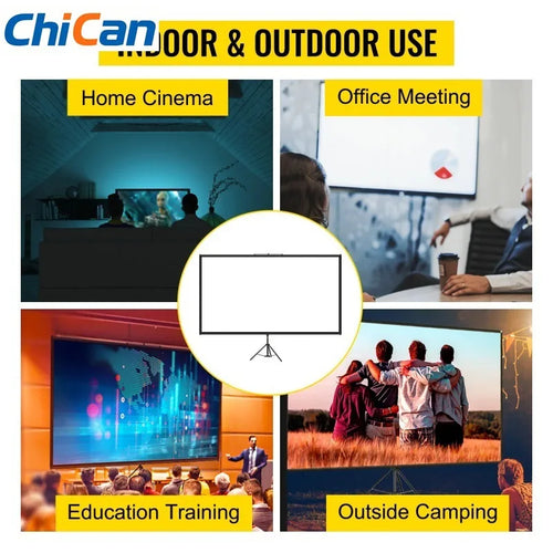 【Upgraded】SucceBuy 100 Inch Tripod Projector Screen with Stand 16:9 4K HD Portable Projection Home Cinema for Indoor & Outdoor P