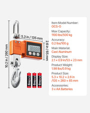 Load image into Gallery viewer, Amocart 1100Lbs/500kg Digital Crane Scale Industrial Hanging Scale with LCD Display 0.2lbs Division &amp; 3 Unit Switch for Garage
