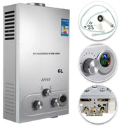 Load image into Gallery viewer, Tankless Water Heater 6L/8L/10L/12L/16L/18L LPG Propane Gas, Portable Wall-Mounted Instant Hot Water Heater with Digital Display for Outdoor Bathing
