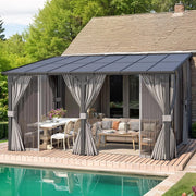 Load image into Gallery viewer, Hard Top Lean-to Gazebo Pergola Curtains &amp; Netting Wall-Mounted Patio Deck Awning, Custom
