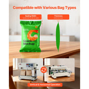 Load image into Gallery viewer, SucceBuy Continuous Bag Band Sealing Machine 0.24-0.47in Width Vertical Band Sealer with Roller Printing for 0.001-0.03in Bags
