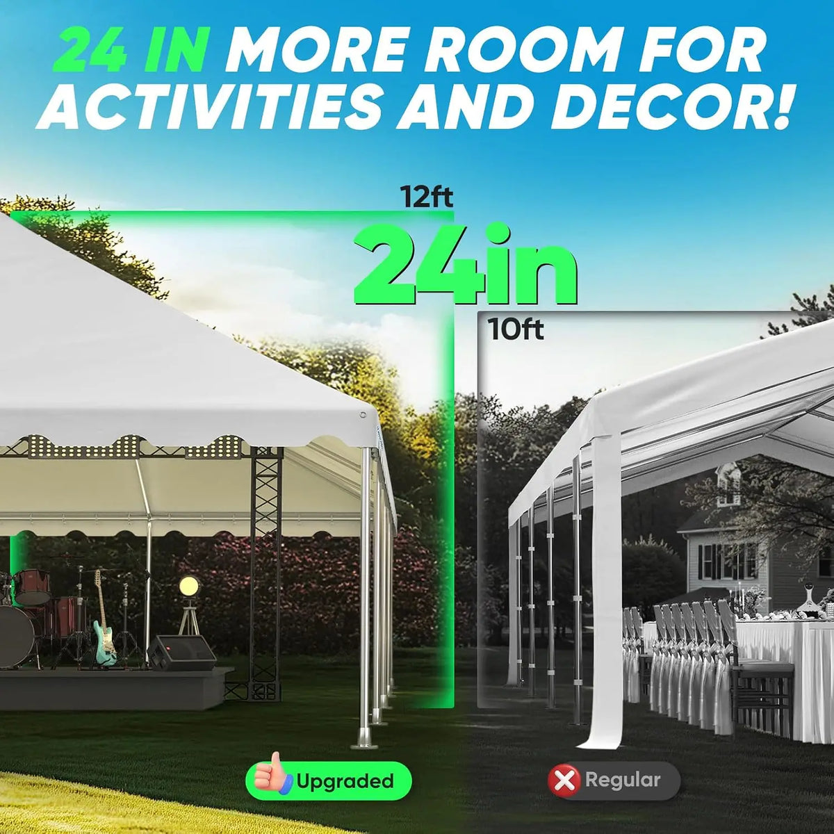 20x40 Party Tent Heavy Duty West Coast Frame Tent Outdoor White Commercial Gazebo Rental Wedding Canopy (No Sides), Customized Amocart