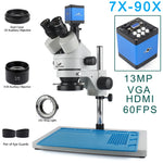 4K 2K 48MP HDMI USB VGA Microscope Camera 7X-45X Simul-Focal Stereo Trinocular Zoom Microscope Set With Auxiliary Objective Lens