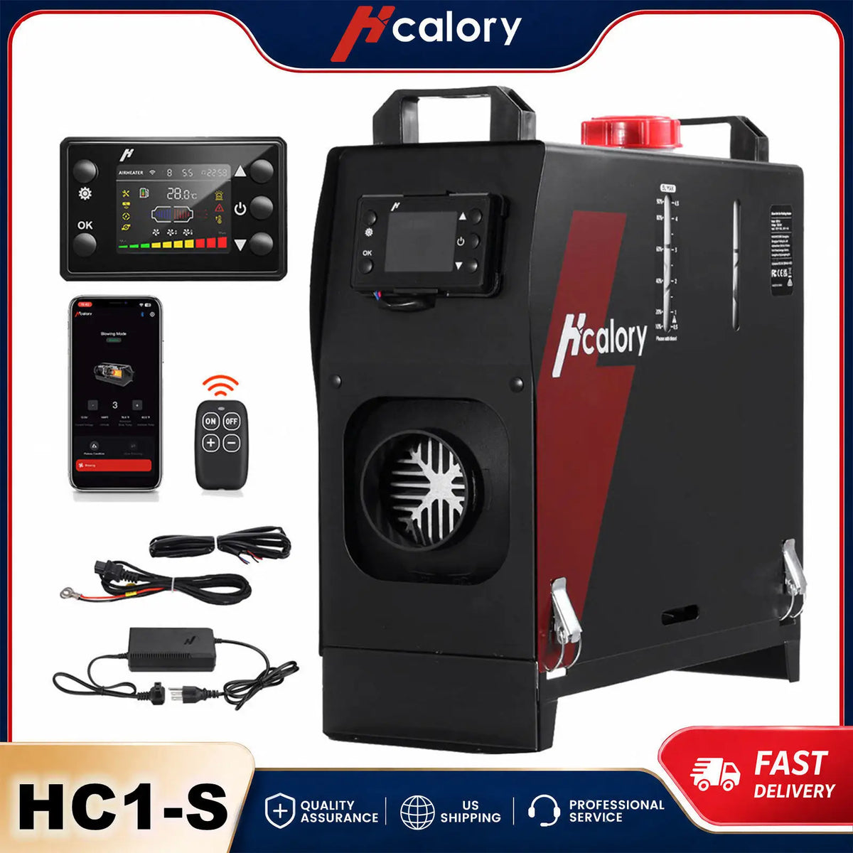 Hcalory HC1-S 12V/24VDC 8KW Diesel Auxiliary Heater AC110-130V All-in-One Air Parking Heater Smart App Remote Control Amocart