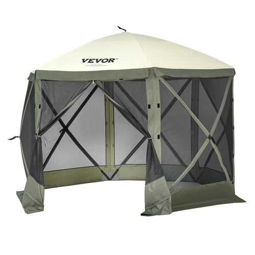 Pop Up Gazebo Tent, Pop-Up Screen Tent 6 Sided Canopy Sun Shelter with 6 Removable Privacy Wind Cloths & Mesh Windows