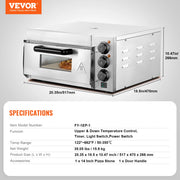 Load image into Gallery viewer, SucceBuy Commercial Pizza Oven Countertop Single Deck Layer Stainless Steel Electric Pizza Oven with Stone Handle Pizza Maker - AMOCART
