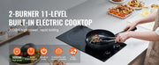 Bild in Galerie-Viewer laden, SucceBuy 12 inch Electric Cooktop 2 Burners Built-in Electric Stove Top Ceramic Top Radiant Cooktop w/ Glass Panel Knob Control
