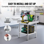 Amocart Stainless Steel Work Table Commercial Heavy Duty Food Prep Worktable with Adjustable Height for Restaurant Home Hotel
