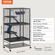 Charger l'image dans la visionneuse de galerie, SucceBuy 64.6" Rolling Metal Ferret Cage Large 4-Tier Critter Nation Cage Small Animal Cage for Rats Hamster Guinea Chinchilla

