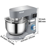 SucceBuy Stand Mixer Electric Dough Mixer with 6 Speeds LCD Screen Timing 5.8 Qt Stainless Steel Bowl Dough Hook Flat Beater