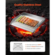 Bild in Galerie-Viewer laden, SucceBuy Stainless Steel Griddle Flat Top Rectangular Plate Grill-Top Griddle Pan Gas Grill Griddle for BBQ Portable Cookware
