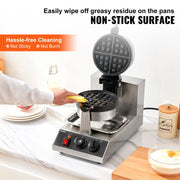 Load image into Gallery viewer, SucceBuy Electric Waffle Maker Stainless Steel Round Waffle Iron Non-Stick Waffle Baker Machine Teflon-Coated Baking Pans - AMOCART
