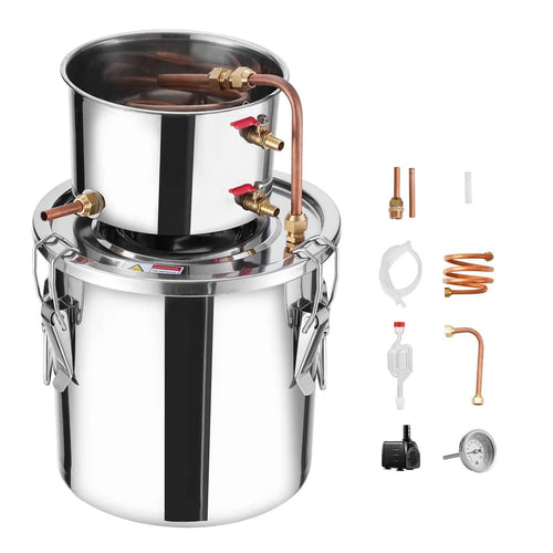Amocart Alcohol Still 3 5 8Gal Stainless Steel Water Alcohol Distiller with Copper Coil Home Brewing Refining Fermentation Kit