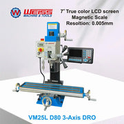Charger l'image dans la visionneuse de galerie, Fraiseuse WEISS VM25L Moteur brushless 1100W Perceuse-fraiseuse MT3 R8 Vitesse variable 2250 tr/min pour usinage de précision
