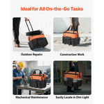 Amocart 110 lbs Rolling Tool Bag 27 Pockets Roller Tool Bag on Wheels with Adjustable Telescoping Handle for Construction Tools