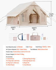 Bild in Galerie-Viewer laden, Amocart Inflatable Tents for Camp Easy Setup Blow up Tent w/ Hand Pump 300D Oxford Tent with Stove Jack Storage Bag Included
