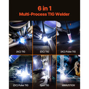 Load image into Gallery viewer, Amocart TIG Welder 200A 6-In-1 Welding Machine AC TIG/DC TIG/DC Pulse Spot MMA Stick Electric Welder with Synergic Control IGBT
