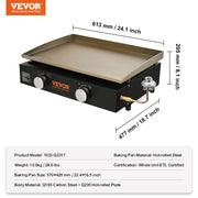 Load image into Gallery viewer, Amocart 18/24inch Propane Gas Tabletop Griddle with Hot-rolled Plate Carbon Steel  Portable Table Top Griddle Grill for Camping
