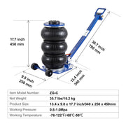 Load image into Gallery viewer, Amocart Pneumatic Jack 3 Ton/5 Ton Triple Bag Air Jack Quick Lift Heavy Duty Car Repair Jacks Folding Rod Jacks with Two Wheels
