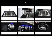 Charger l'image dans la visionneuse de galerie, Cuisine d'extérieur de luxe moderne sur mesure en acier inoxydable 304, barbecues noirs avec toit pour camping, jardin, piscine, usage commercial
