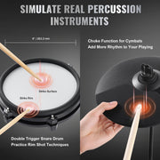 Bild in Galerie-Viewer laden, Amocart Electric Drum Set 32 Drum Kits &amp; 480 Sounds, USB MIDI Supported 8 / 10 in Quiet Mesh+10 in Cymbals Drum Sticks Easy Use
