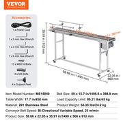 Load image into Gallery viewer, SucceBuy PVC Belt Conveyor Table Double Guardrail Stainless Steel Motorized Adjustable Speed for Factory Inkjet Coding Powered
