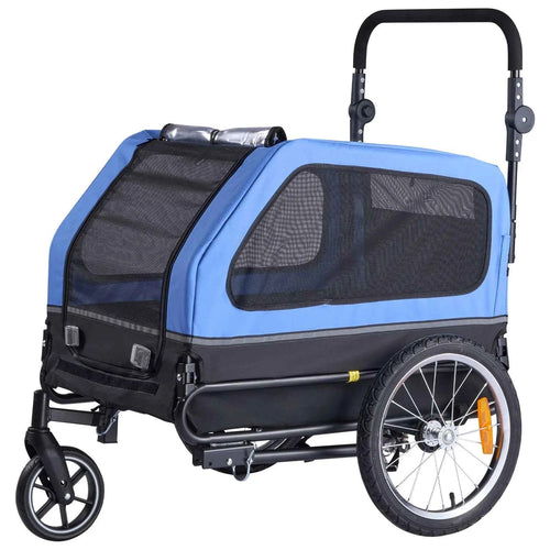 SucceBuy Dog Bike Trailer Supports up to 88 lbs 2-in-1 Pet Stroller Cart Bicycle Carrier for Dogs Easy Folding Frame with Wheel