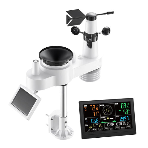 SucceBuy 7-in-1 Wi-Fi Weather Station & APP Control, 7.5-Inch VA Display Solar Powered Sensor, Indoor & Outdoor Weather Forecast
