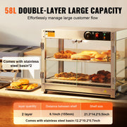 Load image into Gallery viewer, SucceBuy 2-Tier Commercial Food Warmer Display 800W Display Warmer 86℉~185℉Temperature 58L Hamburger Pizza Bread Fried Chicken - AMOCART
