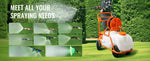 SucceBuy Battery Powered 15 Gal Garden Weed Sprayer with Wheeled Cart 126FT Hose with Reel 8 Nozzles 2 Wands with Lock for Crop
