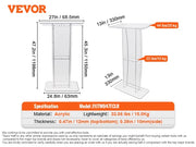 Load image into Gallery viewer, SucceBuy 47" Acrylic Podium Stand Floor-Standing Clear Pulpit Acrylic Desktop Lecterns w/ Storage Shelf for Church Office School
