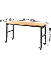 Charger l'image dans la visionneuse de galerie, Amocart 2000 lbs Adjustable Garage Workbench 48/61" L x 20" W Work Table with 28.3"-38.1" Height &amp; Hardwood Top for Office Home
