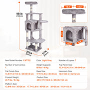 Bild in Galerie-Viewer laden, Amocart Cat Tree for Indoor Cats Cat Tower with Cat Condo Sisal Scratching Post HammockTop Perch Jumping Platforms Dark Grey
