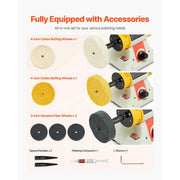 Load image into Gallery viewer, SucceBuy Bench Buffer Polisher 1/2HP 0 to 8000RPM with 2PCS4" Cotton Wheel 3PCS 3" Abrasive Fiber Wheels Compound for Metal Wood

