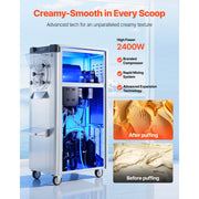 Charger l'image dans la visionneuse de galerie, Amocart 2000/2400W Commercial Hard Ice Cream Machine with 6/10L 304 Stainless Steel Cylinder Auto Clean LED Panel for Snack Bar
