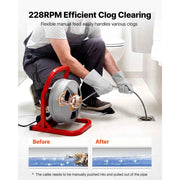 Load image into Gallery viewer, SucceBuy Drain Cleaner Machine 50 FT x 5/16 Inch Sewer Snake Auger with 228RPM Electric Drill Manual Feed for 2" to 4" Pipes

