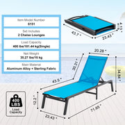Bild in Galerie-Viewer laden, SucceBuy Chaise Lounge Chair Outdoor Aluminum Patio LoungeFolding Pool Lounge Recliner Full Flat for Patio Beach Pool Dark Grey
