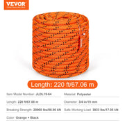 Load image into Gallery viewer, SucceBuy 220ft Dual-Weave Polyester Rope 48-Strand Outdoor Accessories Emergency Cord for Camping Swinging Rappelling Rescue - AMOCART
