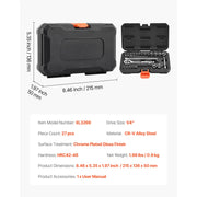 Load image into Gallery viewer, Amocart Socket Set 3/8 &amp; 1/4 &amp; 1/2 in Drive Socket Tool Set SAE and Metric Chrome Plated CR-V Alloy Steel for Automotive Repair
