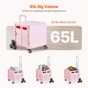 Load image into Gallery viewer, SucceBuy 150lbs Stair Climbing Cart Foldable Utility Hand Cart with Wheels Collapsible Crate Rolling Cart for Shopping Office - AMOCART
