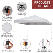 Load image into Gallery viewer, 10x10FT Pop Up Canopy with Ten, Beach Tent with One Push Setup, Waterproof Outdoor Beach Canopy, Pop-Up Sun Shelter Canopy with Wheeled Bag for Parties, Beach, Outdoor, White
