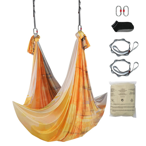 Amocart 5.5 Yards Aerial Yoga Hammock & Swing Nylon Fabric Full Rigging Hardware for Antigravity Yoga Fitness Bodybuilding