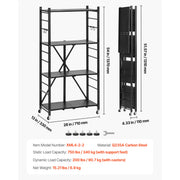 Load image into Gallery viewer, SucceBuy 6/5/4/3 Tier Black Foldable Storage Shelf with Wheels Folding Metal Rack Shelving Unit Organizer for Garage Kitchen
