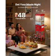 Load image into Gallery viewer, Amocart Popcorn Machine with Cart Stainless Steel Kettle Popcorn Maker with 2-Button Control Glass Wall PC Door 1 Scoop 3 Spoon
